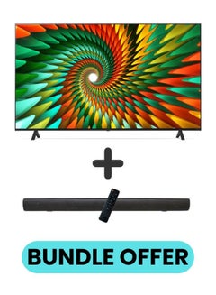 Buy 65 Inch UHD NanoCell 4K Smart TV with HDR10, 60Hz α5 AI Processor 4K Gen6, webOS 23, and 2.0 Channel 600W Soundbar, Bluetooth, USB, FM Radio, TH-N322B + 65NANO776RA+SOUNDBAR Black in UAE