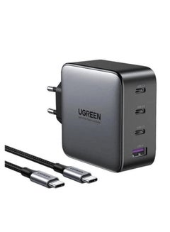 اشتري USB-A 3xUSB-C 100W GaN Wall Charger USB-C Cable Black في مصر