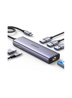 Buy Revodok 6 in 1 USB C Hub Gigabit Ethernet Adapter with 4K HDMI, 100W PD Charging, USB A Data Ports Compatible with Mac M1, M2, M3, iPad, iPhone 16 Pro/Pro Max, Steam Deck Grey in Egypt