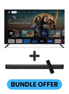 Buy 75 Inch 4K UHD Google TV with Voice Remote, Chromecast, 60Hz, HDR, Paired with 2.0 Channel 30W Soundbar, Bluetooth, USB, FM Radio E75ELGT1100+SOUNDBAR Black in UAE