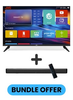 اشتري 32 Inch HD LED Edgeless Android Smart TV with WiFi, Dolby Audio, Black Paired with 2.0 Channel 30W Soundbar, Bluetooth, USB, FM Radio LT-32N3105+SOUNDBAR Black في الامارات