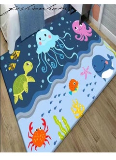 اشتري Classic Cartoon Ocean Animal Theme Baby Play Mat Kids Room Carpet Super Absorbent Decoration Rug for Bedroom Easy to Clean Playing Area Mat 100 x 200 Centimeter في الامارات