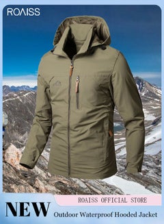 Buy Men's Casual Loose Windproof Jacket Solid Sports Hoodie Lightweight Outdoor Hiking Zipper Jacket in UAE