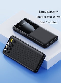 Buy JEEJPV Power Bank 10000 mAh Large Capacity Power Bank Portable Half Screen Comes with 4 Lines Black in Saudi Arabia