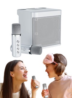 Buy Dual Wireless Microphone Karaoke Audio Portable Outdoor Karaoke All-in-one Home Bluetooth Speaker Karaoke Machine ,Singing Karaoke for Home Party, Great Gifts for Parents and Kids (Sliver White) in UAE