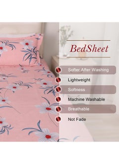 اشتري Status Contract -2024 Cotton Rich Double Bedsheet With 2 Pillow Covers For Bed Room, Home, Hotel-120 Gsm (Pink) في الامارات