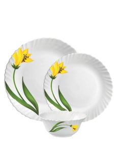 Buy LaOpala Classic 38 Pcs Dinner Sets Glass Material  Plates Canary Arch Dinner Set Microwave Safe & Dishwasher Safe Minimalist Style Lightweight Bowls, Cups, Plates Set-Reusable in Saudi Arabia