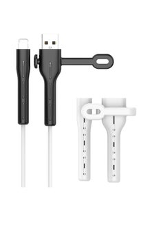 Buy Charger Cable Saver, Cable Management Organizer Protective, Cable Protector for iPhone iPad, Cord Saver for Bundling and Organizing Cables (2 Pairs White+Black Lightning to USB) in UAE