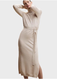 Buy Turtle Neck Tie Detail Dress in UAE