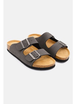 Buy Men Plain Slip On Cork Sandals, Dark Grey in UAE