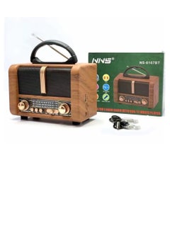 Buy Radio NS-8107BT Wireless Rechargeable Radio Fm Classsic Multicolour in Saudi Arabia