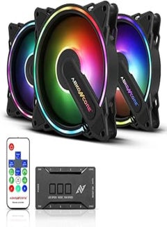 Buy ABKONCORE HURRICANE RGB Fans, 3 Pack 120mm Computer Fans, 5V ARGB Motherboard SYNC/Remote Controller, Ajustable Fan Speed and Color, Hydro Bearing Case Fan with Fan Control Hub in Egypt