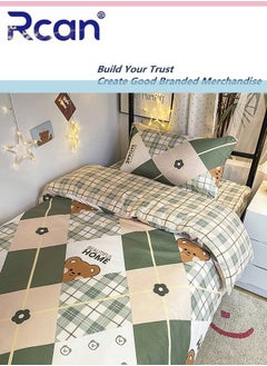 Buy 3 Piece Set Cartoon College Style Print Design Kids Bedding Quilt Cover Sheet Pillowcase Set Cotton for Dormitory Single Bed Children's Bed for Boys Girls  150x200cm/ 59x78.7In in Saudi Arabia