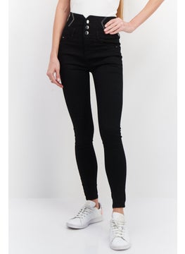 اشتري Women Skinny Fit Plain Stretchable Denim, Black في الامارات