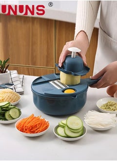 Buy 12 In 1 Vegetable Cutter,Leachable Vegetable Chopper With 6 Blades,Drain Basket ,Multipurpose Julienne Grater With Hand Guard For Ginger,Potatoes,Carrots in Saudi Arabia