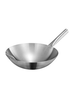 Buy Stainless Steel Single Wok with Wood Grain & Stainless Steel Handle.26cm in UAE