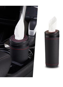 اشتري Car Tissue Storage Box Cylindrical Armrest Box ABS Leather Emergency Window Breaking Multi Functional Tissue Paper Holder Easy to Install Automotive Accessories Interior for Most Car Models Black في الامارات