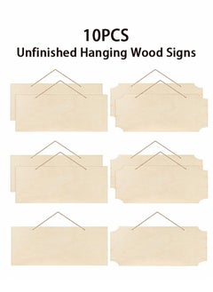 Buy 10Pcs Unfinished Hanging Wood Signs,Rectangle Blank Wooden Plaque Blank Hanging Wooden Slices Banners with Ropes for Pyrography Painting Writing DIY Home Crafts Supplies in Saudi Arabia