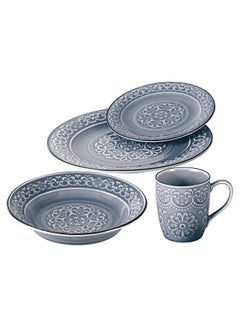 Buy 16-Piece Porcelain Dinnerware Set Grey in Saudi Arabia