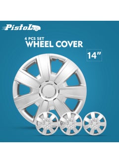 Buy 14 Inch Wheel Hubcaps Set of 4 Pcs Automotive Hub Wheel Cap with Universal Snap-On Rings Wheel Cover - Pistol WJ-5076-A-14 in Saudi Arabia