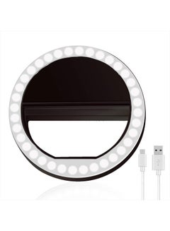 Buy Selfie Ring Light Rechargeable Portable Clip-on Selfie Fill Light with 36 LED for Smart Phone Photography, Camera Video, Girl Makes up Black … in UAE