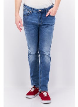 Buy Men Regular Fit Wash Stretchable Denim, Blue in UAE