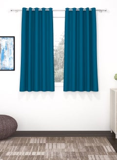 Buy Story@Home Blackout Curtain, Superior Faux Silk Plain Solid 2 Piece  Window Curtains,5 Feet,Blue in UAE
