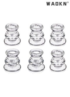 Buy Elegant Glass Candlestick Holders Set of 6 - Tapered Design for Wedding Celebration Tables, Anniversary Dinner Gatherings, Sophisticated Dining Room Displays, Romantic Valentine's Day Settings, and Any Special Occasion Decor in Saudi Arabia