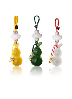 Buy Feng Shui Wu Lou Gourd Key Chain, 3 Pcs Gourd Key Ring Pendant, Calabash Wu Lou Key Ring, for Good Luck Fortune, Longevity, Wealth Success (White, Yellow, Green) in UAE