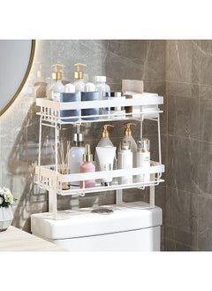 Buy Bathroom Over The Toilet Storage Shelf 2-Tier Upgrade Bathroom Organizer Over Toilet Rack Above Toilet Shelf with Non-Trace Adhesive No Drilling Toilet Organizer Toilet Paper Holder in Saudi Arabia