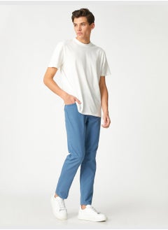 Buy Basic Gabardine Trousers Buttoned Pocket Detail Cotton in UAE