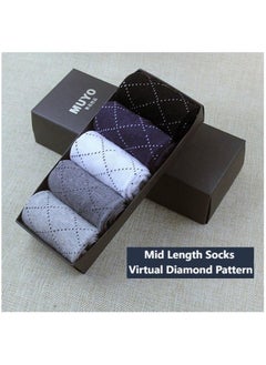 Buy 5 Pairs Of Boxed Men's Business Style Breathable Mid Length Socks in UAE