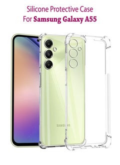 اشتري جراب Samsung Galaxy A55، مصمم لجراب Galaxy A55 5G، جراب نحيف مرن من مادة TPU مع وسادة هوائية ممتصة للصدمات من المطاط الناعم من السيليكون مناسب لهاتف Samsung Galaxy A55، شفاف في السعودية