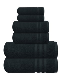 Buy Premium Black Bath Towel Set - 100% Turkish Cotton 2 Bath Towels, 2 Hand Towels, 2 Washcloths - Soft, Absorbent, Durable – Quick Dry - Perfect for Daily Use by Infinitee Xclusives in UAE