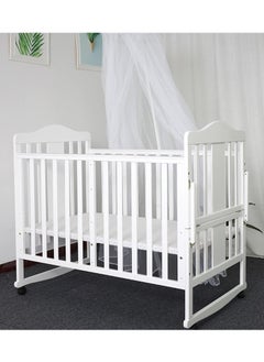 Buy Baby Wooden Bed Attachable With Parents Bedside, Rocking Mosquito net with 4 Wheel 110x60cm in Saudi Arabia