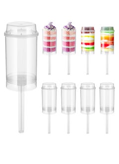 اشتري 30pcs Push Up Cake Shooter Round Shape Clear Cake Holders Push Pops Plastic Containers with Lids for Ice Cream Dessert Baking Molding(Plastic-Clear) في الامارات