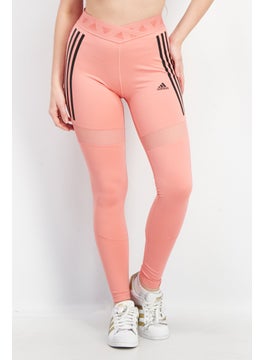 اشتري Women Sportswear Fit Brand Logo Training Leggings, Pink/Black في الامارات