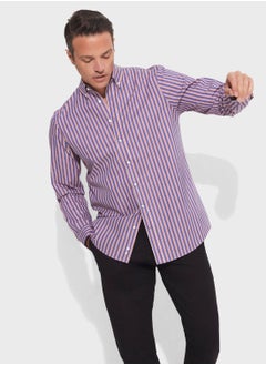 Buy Striped Button Down Regular Fit Shirt Shirt in UAE