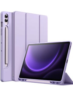 Buy Case for Samsung Galaxy Tab S9 FE+ / S9 FE Plus 12.4-Inch – Soft TPU Tri-Fold Stand Protective Cover with S Pen Holder, S Pen Charging Support, Auto Wake/Sleep (Light Purple) in UAE