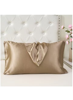 اشتري Satin Pillowcases 2-Pcs Soft And Silky Pillow Cover For Hair And Skin Care With Envelope Closure (Without Pillow Insert),Gold في السعودية