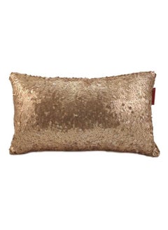 اشتري Beige Shiny & Sparkling Polyester Cushion Cover with Filler for Floor, Bed, and Couch - CS 077 (30x50cm) في الامارات