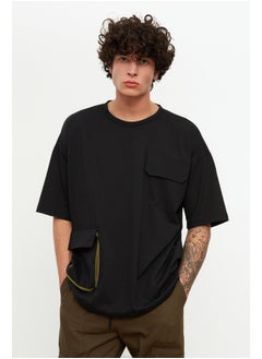 Buy Men's Black Oversize Crew Neck Short Sleeve T-Shirt in Egypt