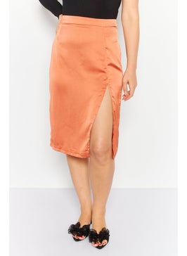 اشتري Women Plain Midi Skirt, Orange في الامارات