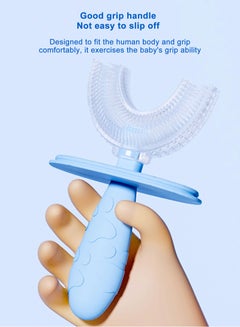 Buy Manual children's U-shaped toothbrush, baby liquid silicone toothbrush, mouth-mounted oral cleaning tool in Saudi Arabia