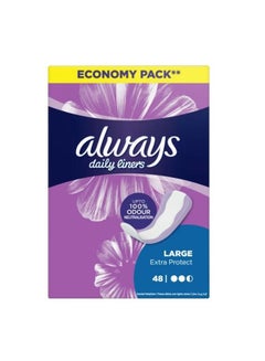 Buy Daily Liners Extra Protect Pantyliners Large 48 Pcs in Saudi Arabia