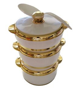 اشتري Set of 3 Inner Stainless Steel Hotpot (1500 ml, 2000 ml, 2500 ml) Light White/Gold في السعودية