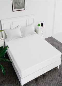 Buy Fitted Bed Sheet +2Pcs Pillow Covers, King/Queen/Double/Single Sizes, Color White in UAE