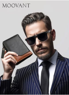 Buy Leather Wallet for Men, Fashion & Business Leather Purse Wallet Card Holder Wallet Coin Bag Cash Clip Small Wallet in Saudi Arabia