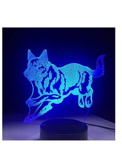 اشتري Night Light German Shepherd Dog Illusion 3D Touch Table Lamp 7 Colors Flashing LED Light for New Year Home Decoration and Gift for Children في الامارات