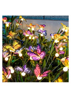 اشتري 2 Pack Solar Butterfly Garden Lights - Flexible Iron Wire, Realistic Swaying Design for Outdoor Pathway & Patio Decoration في الامارات